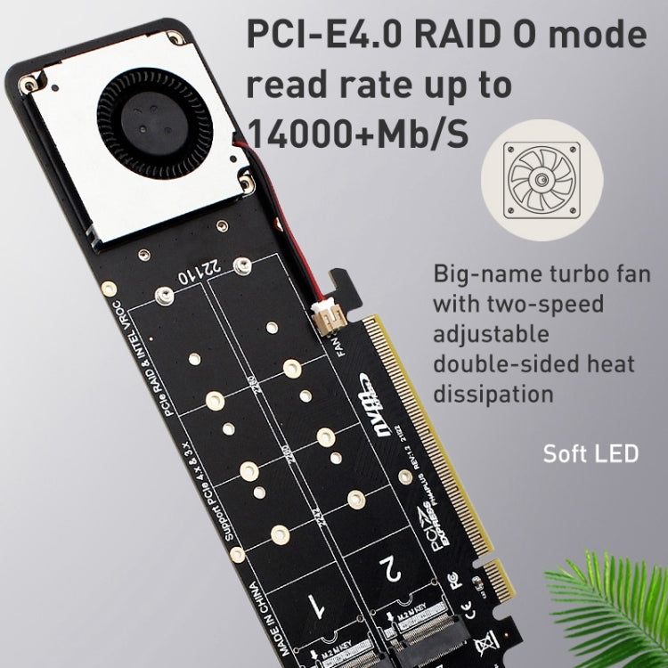Tarjeta convertidora RAID PCIe X16 a M.2 M-key NVMEx4 SSD, PCIe X16 to M.2