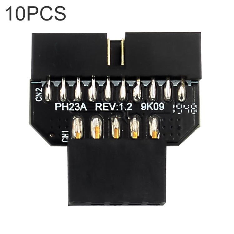 10 PCS Placa base USB 2.0 9Pin a USB 3.0 19Pin Adaptador de conector enchufable, PH23A, PH23B