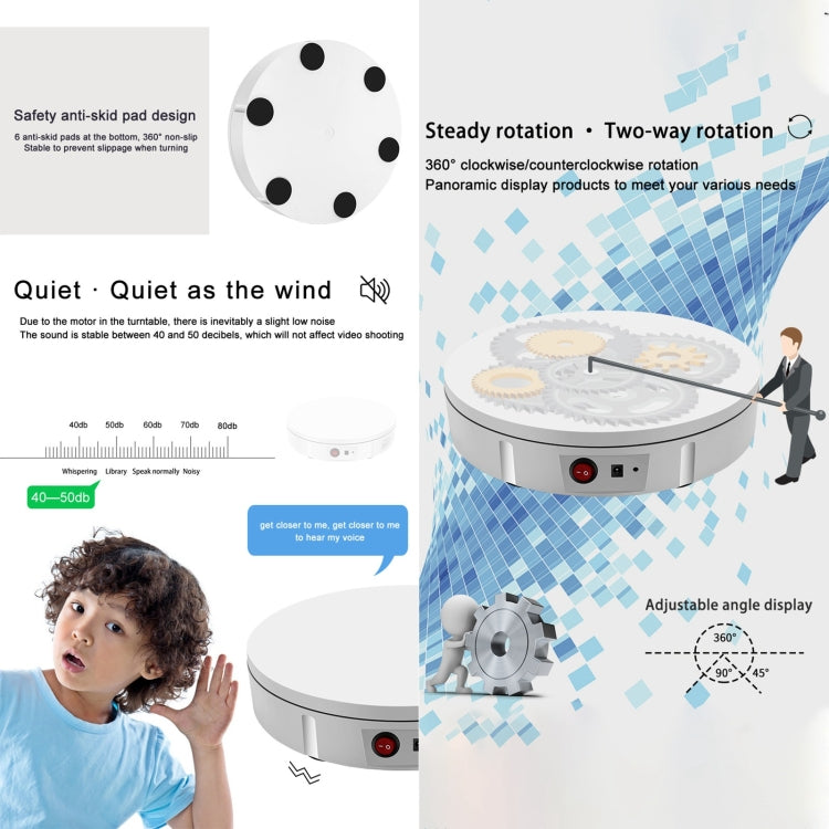 Tocadiscos de grabación de video con soporte de exhibición giratorio de carga de 42 cm, carga: 100 kg, 42cm, Charging Power, US Plug, 42cm, Charging Power, EU Plug, 42cm, Charging Power, UK Plug, 42cm, Charging Power, AU Plug