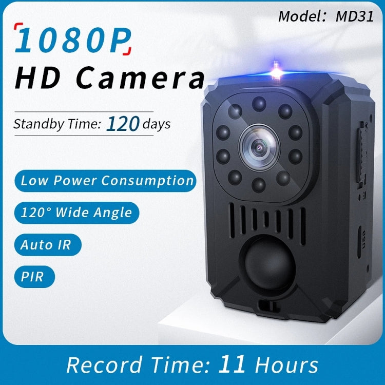 MD31 Mini 1080P HD Videocámara Visión Nocturna PIR Movimiento Acción Micro Cámara, MD31