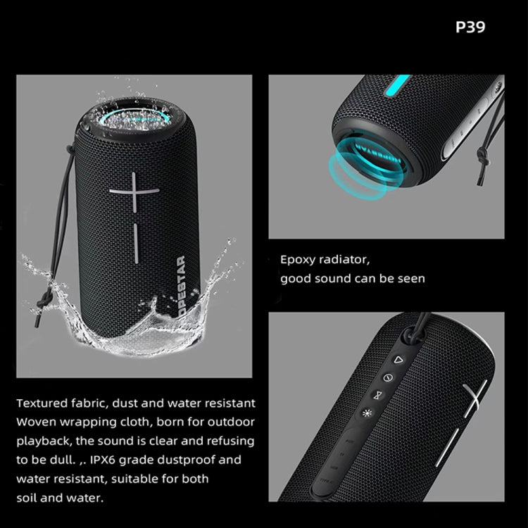 HOPESTAR P39 Altavoz Bluetooth inalámbrico con luz RGB impermeable para exteriores
