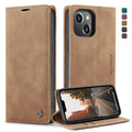 CaseMe-013 Estuche para teléfono de cuero esmerilado retro multifuncional, For iPhone 14, For iPhone 14 Plus, For iPhone 14 Pro, For iPhone 14 Pro Max