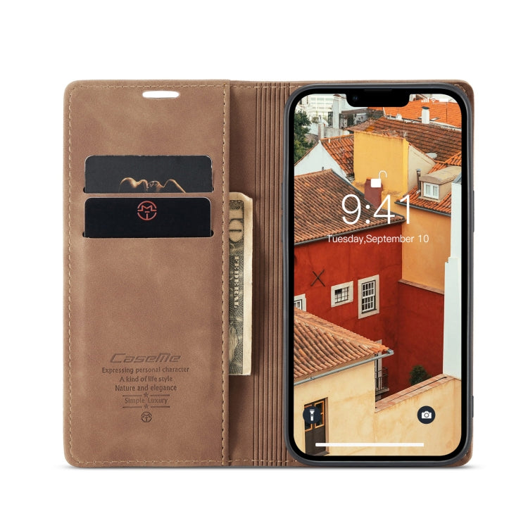 CaseMe-013 Estuche para teléfono de cuero esmerilado retro multifuncional, For iPhone 14, For iPhone 14 Plus, For iPhone 14 Pro, For iPhone 14 Pro Max