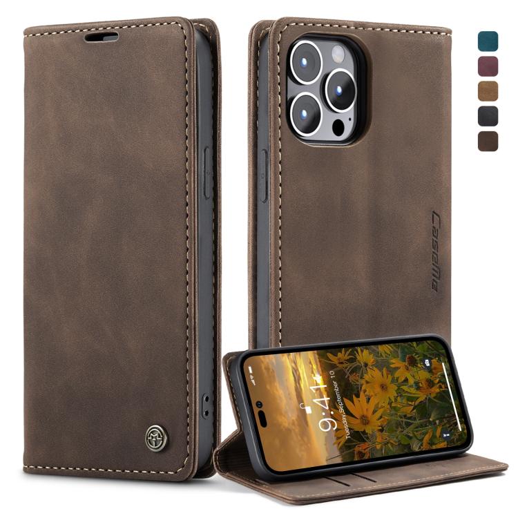 CaseMe-013 Estuche para teléfono de cuero esmerilado retro multifuncional, For iPhone 14, For iPhone 14 Plus, For iPhone 14 Pro, For iPhone 14 Pro Max