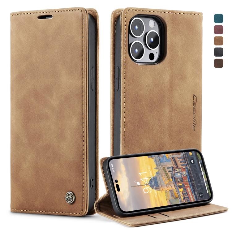 CaseMe-013 Estuche para teléfono de cuero esmerilado retro multifuncional, For iPhone 14, For iPhone 14 Plus, For iPhone 14 Pro, For iPhone 14 Pro Max