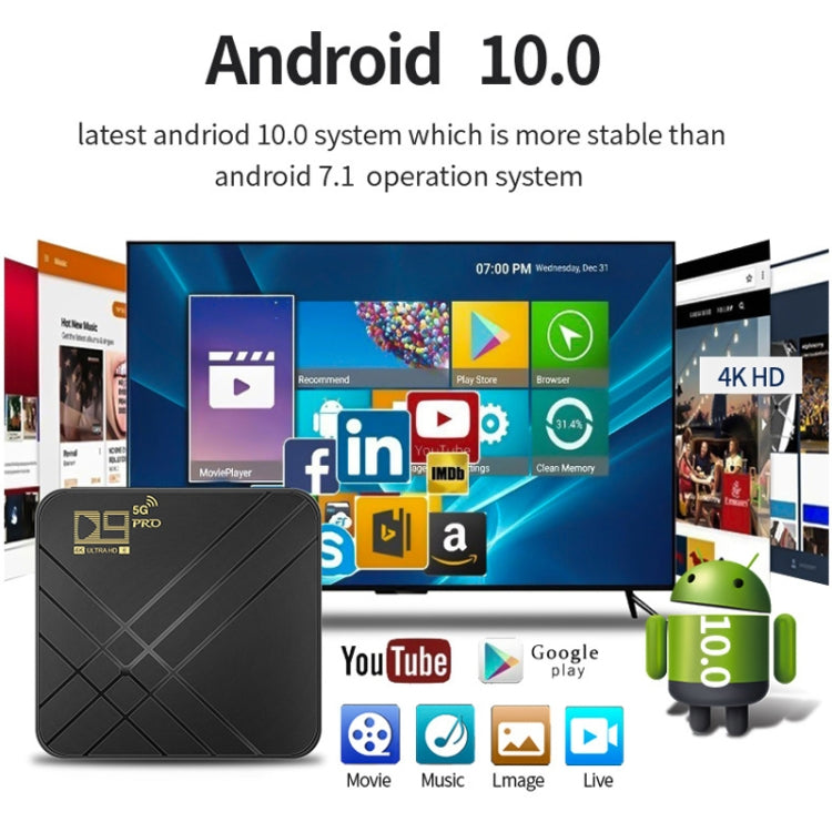 Caja de TV Android D9 PRO 2.4G/5G WIFI 4K HD, D9 PRO AU Plug, D9 PRO US Plug, D9 PRO EU Plug, D9 PRO UK Plug
