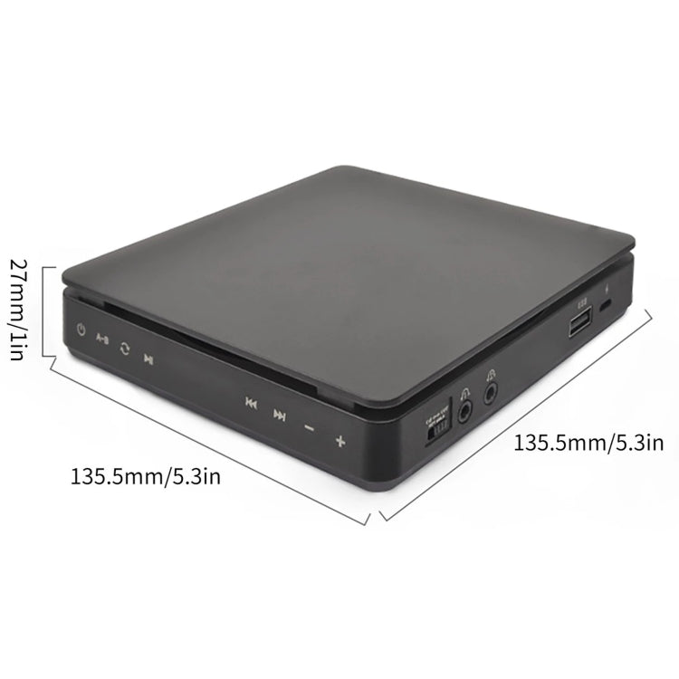 Reproductor de CD de disco retro portátil Kecag KC-708, Disc Album CD Player(Black)
