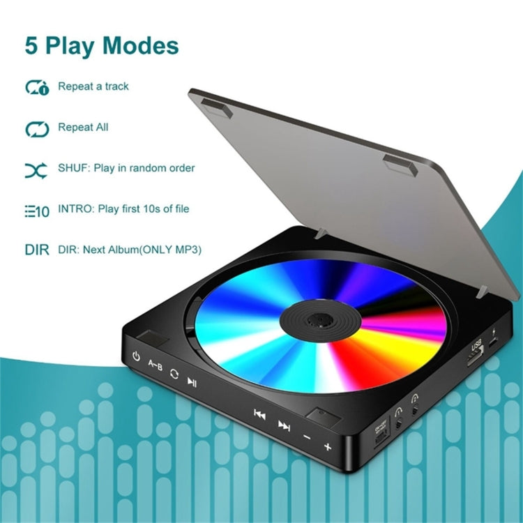 Reproductor de CD de disco retro portátil Kecag KC-708, Disc Album CD Player(Black)