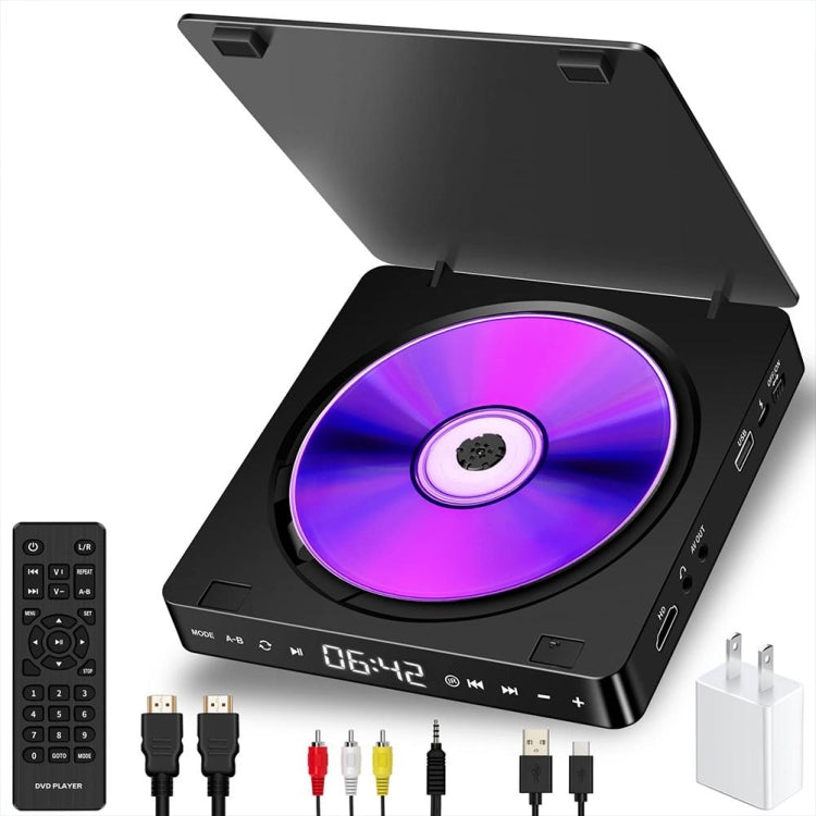 Kecag KC-708 Mini reproductor de DVD HD enchufable para el hogar, Mini HD DVD Player(Black)