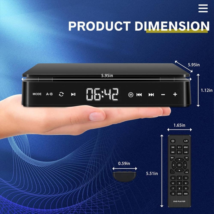 Kecag KC-708 Mini reproductor de DVD HD enchufable para el hogar, Mini HD DVD Player(Black)