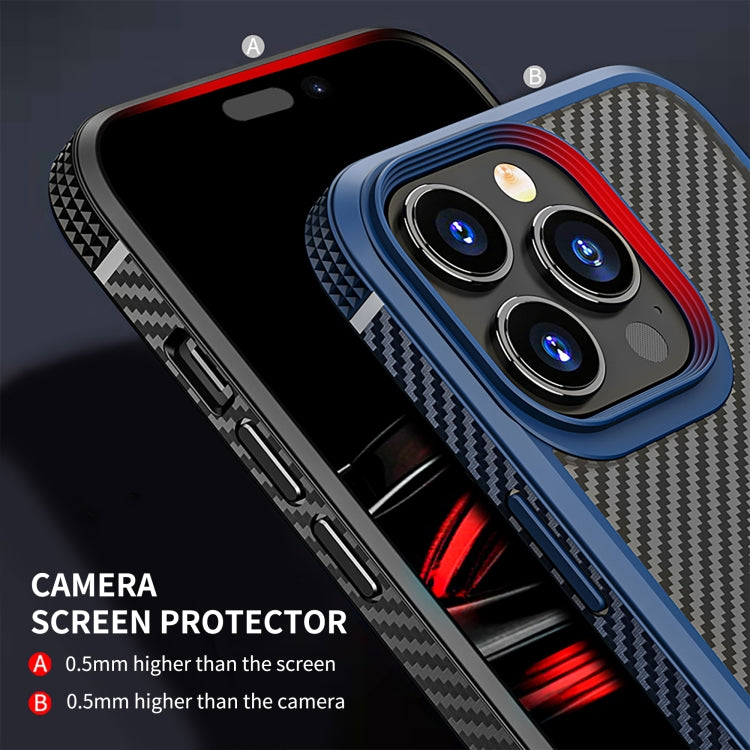 Funda protectora para teléfono iPAKY con textura de fibra de carbono a prueba de golpes PC + TPU, For iPhone 14 Pro Max, For iPhone 14 Pro, For iPhone 14 Plus, For iPhone 14