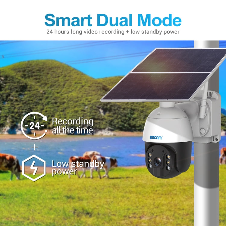 ESCAM QF624 1080P HD IP66 Cámara IP PT con panel solar WiFi resistente al agua sin batería, QF624