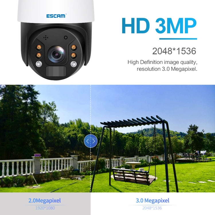 ESCAM QF624 1080P HD IP66 Cámara IP PT con panel solar WiFi resistente al agua sin batería, QF624