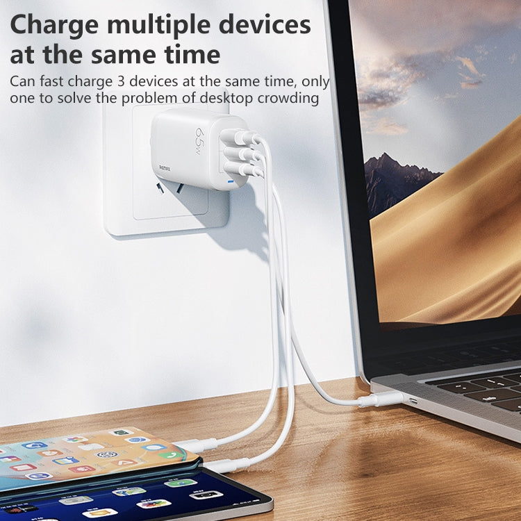 REMAX RP-U55 Territory Series 65W USB+Doble interfaz USB-C / Type-C Cargador rápido, EU Plug, UK Plug, CN Plug
