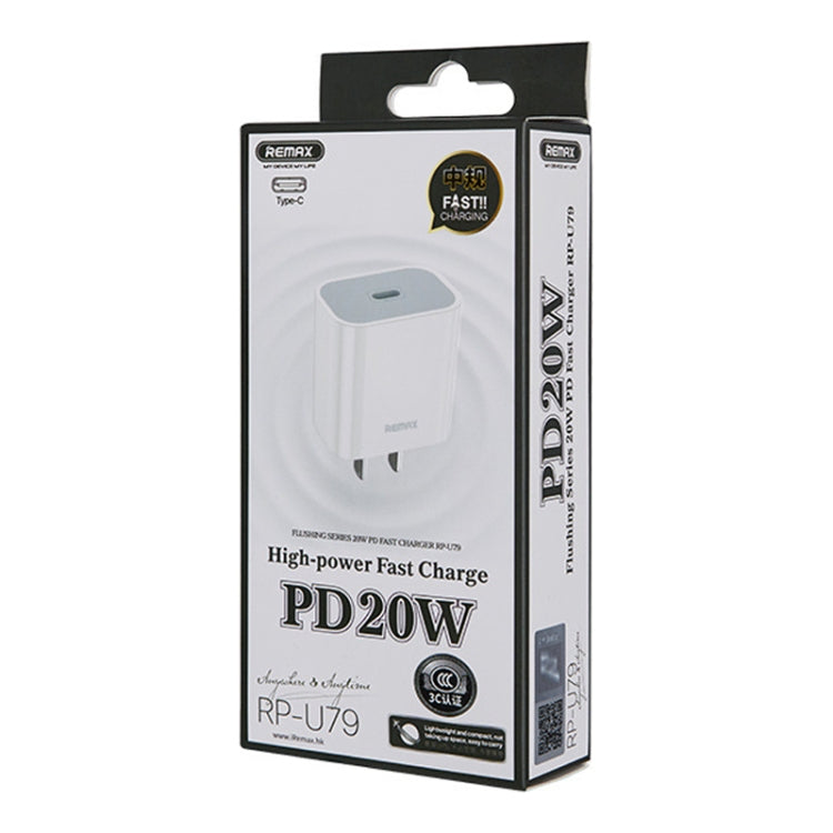 REMAX RP-U79 Speed Series Cargador rápido multicompatible USB-C/Type-C de 20 W, CN Plug, EU Plug, UK Plug