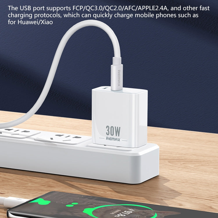 REMAX RP-U82 30W USB+USB-C/Tipo-C Cargador rápido de doble interfaz, CN Plug, EU Plug, UK Plug, US Plug