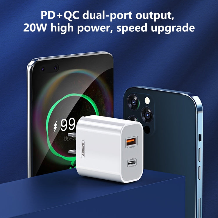 REMAX RP-U68 20W USB+USB-C/Type-C Juego de cargador rápido de doble interfaz, CN Plug, EU Plug, UK Plug, US Plug