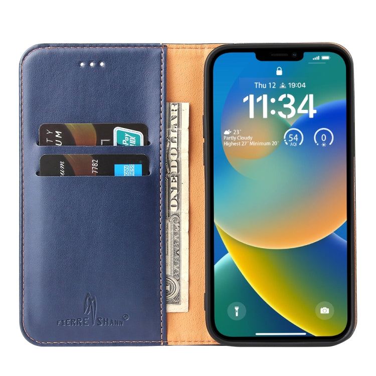 Fierre Shann PU Funda de cuero con textura de cuero genuino para teléfono, For iPhone 14, For iPhone 14 Plus, For iPhone 14 Pro, For iPhone 14 Pro Max