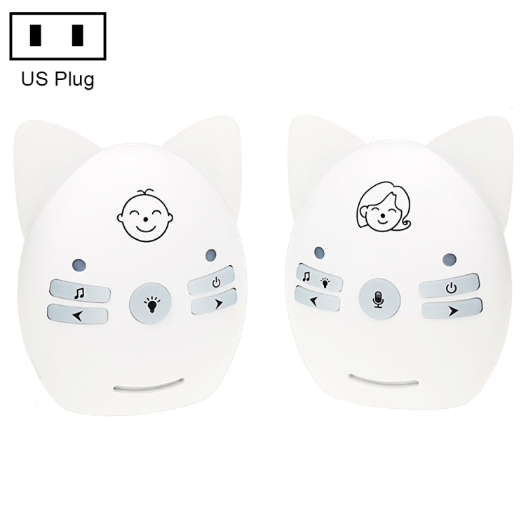 Monitor de audio inalámbrico para bebés compatible con monitoreo de voz + intercomunicador + luz nocturna sin batería, US Plug, UK Plug, EU Plug, AU Plug
