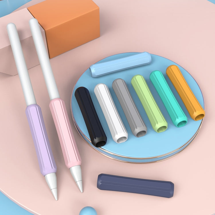 GUÍA DE PLOMOS Stoyobe Stylus Silicone Cover Grip, White(1 PCS), Grass Green(1 PCS), Pink(1 PCS), Black(1 PCS), Orange(1 PCS), Grey(1 PCS), For Apple Pencil 1/2/Huawei M-Pencil, Lavender Purple(1 PCS)