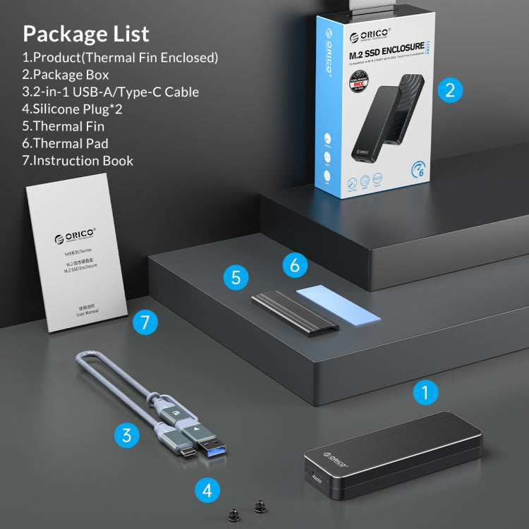 Caja SSD ORICO HM2-G2-BK M.2 NVMe, HM2-G2-BK
