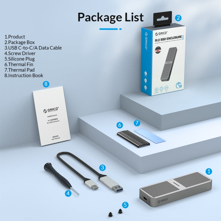 Caja SSD ORICO M.2 NGFF de 6 Gbps, M.2 NGFF (Gold), M.2 NGFF (Silver), M.2 NGFF (Grey)
