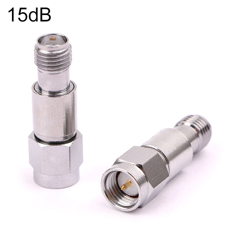 Atenuador SMA DC-6GHz Conectores fijos coaxiales SMA, 1dBi, 2dBi, 3dBi, 5dBi, 6dBi, 8dBi, 9dBi, 10dBi, 15dBi, 25dBi, 30dBi, 40dBi, 50dBi, 60dBi
