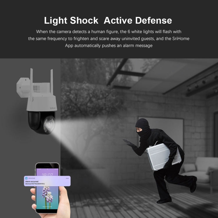 SriHome SH041 5.0MP 20X Zoom óptico 2.4G / 5G WiFi Impermeable AI Seguimiento automático H.265 Videovigilancia, US Plug, EU Plug, UK Plug, AU Plug