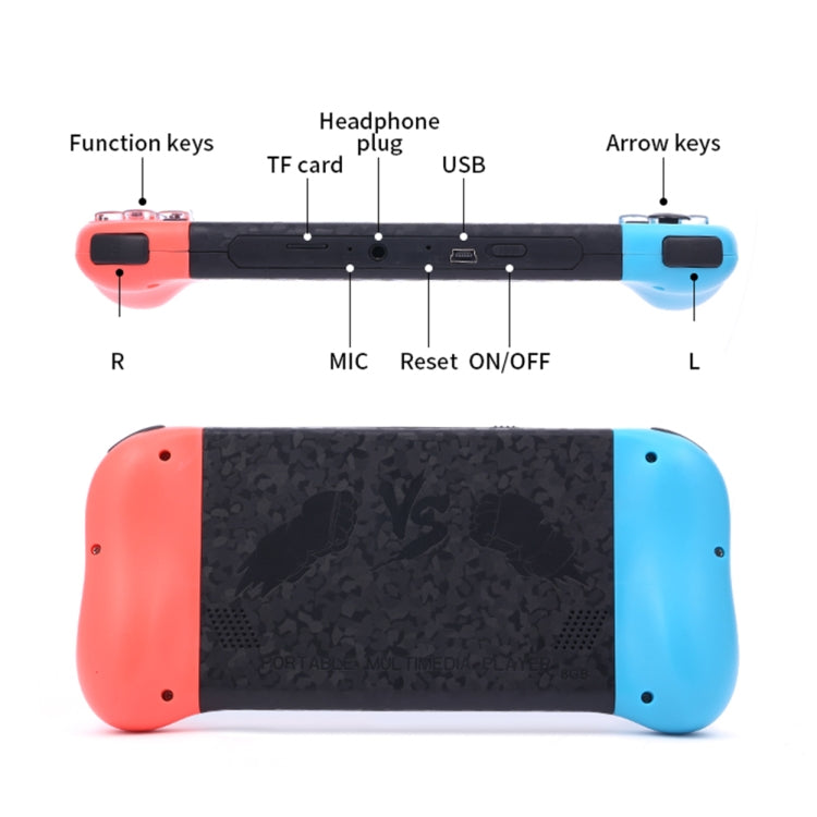 Consola de juegos retro portátil con pantalla de 5,1 pulgadas X50 Memoria 8G con más de 6000 juegos, X50 / Black, X50 / Red+Blue