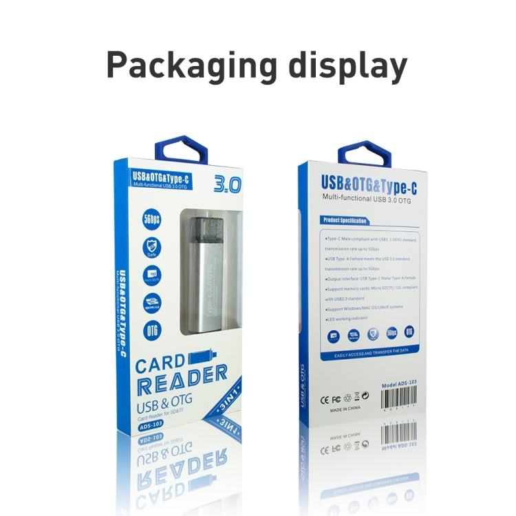 Lector de tarjetas OTG multifuncional hembra USB 3.0 ADS-103, ADS-103