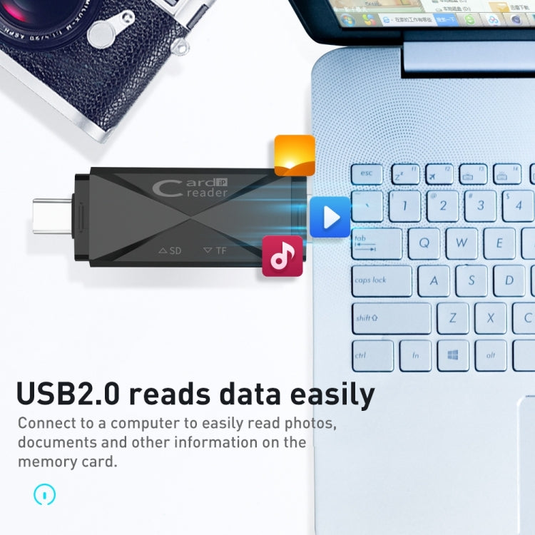 Lector de tarjetas multifunción ADS-218 de 8 pines + USB + tipo C