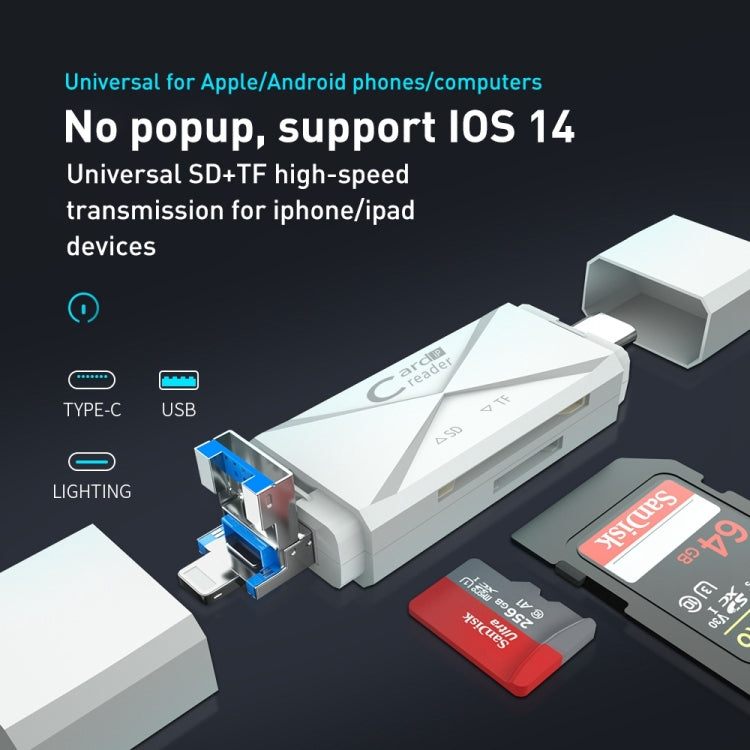 Lector de tarjetas multifunción ADS-218 de 8 pines + USB + tipo C