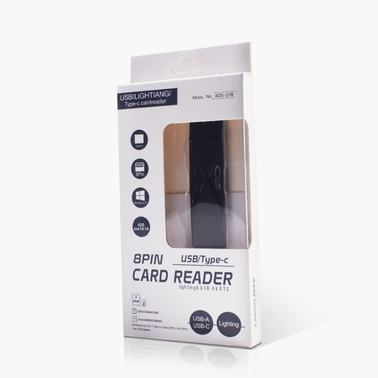 Lector de tarjetas multifunción ADS-218 de 8 pines + USB + tipo C