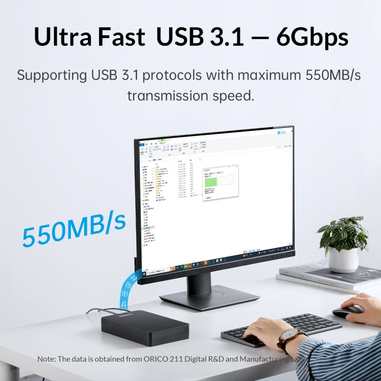 Caja de disco duro ORICO HM25C3 de 2,5 pulgadas USB3.1 Gen1 Tipo-C, EU Plug, US Plug, UK Plug, AU Plug
