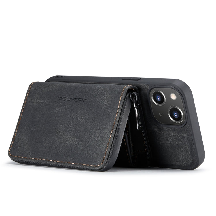 Estuche para teléfono de cuero con cremallera magnética JEEHOOD, For iPhone 14, For iPhone 14 Plus, For iPhone 14 Pro, For iPhone 14 Pro Max