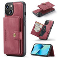 Estuche para teléfono de cuero desmontable magnético retro JEEHOOD, For iPhone 14, For iPhone 14 Plus, For iPhone 14 Pro, For iPhone 14 Pro Max