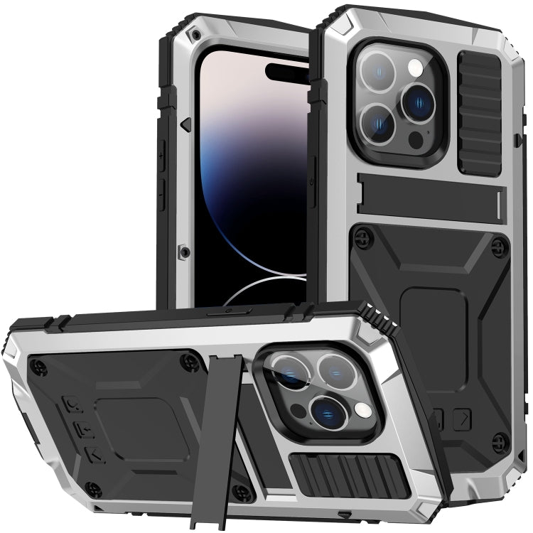 R-JUST Estuche impermeable a prueba de polvo a prueba de golpes con soporte, For iPhone 14 Pro, For iPhone 14 Pro Max, For iPhone 14, For iPhone 14 Plus