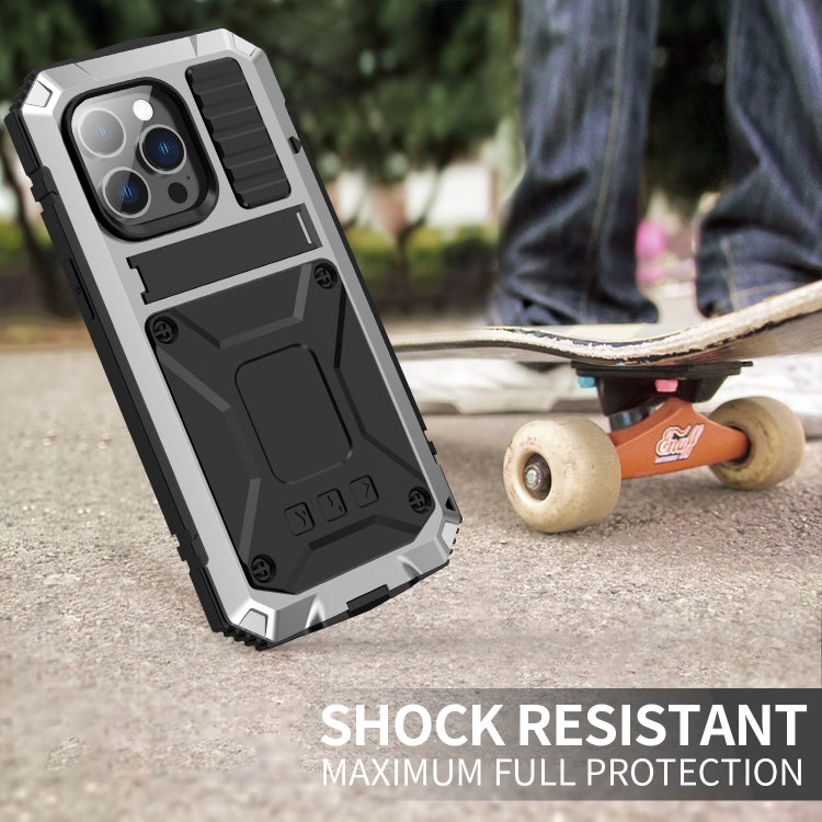 R-JUST Estuche impermeable a prueba de polvo a prueba de golpes con soporte, For iPhone 14 Pro, For iPhone 14 Pro Max, For iPhone 14, For iPhone 14 Plus