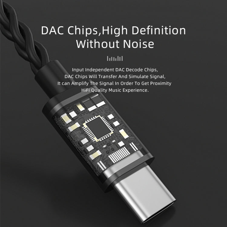 CVJ V6.TC Cable de auriculares de cobre sin oxígeno con decodificación digital tipo C de 1,25 m, 0.75mm, 0.78mm, MMCX