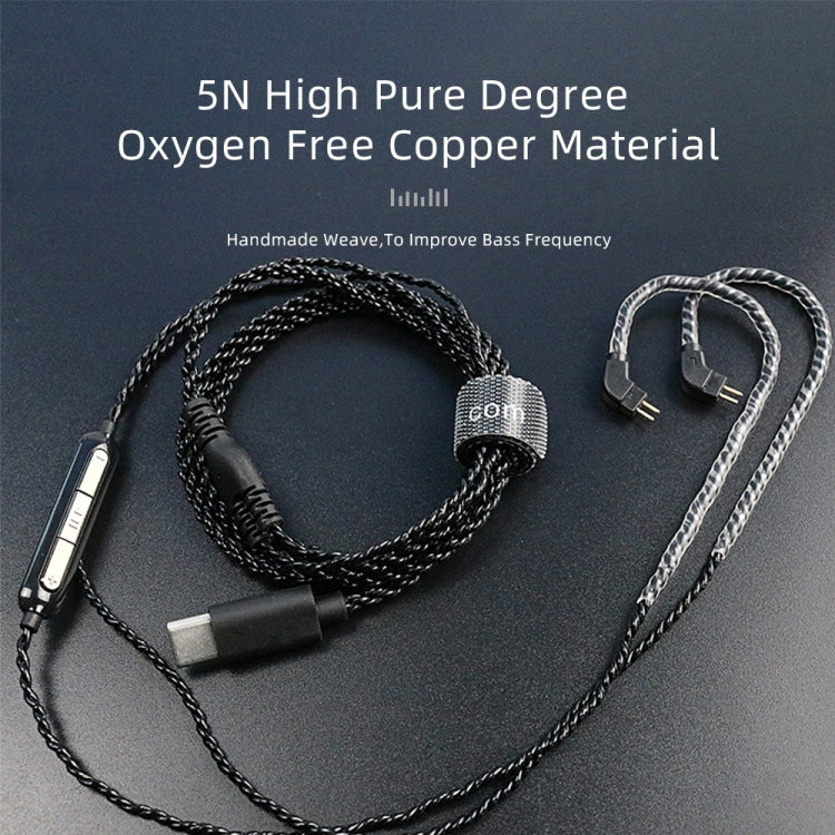 CVJ V6.TC Cable de auriculares de cobre sin oxígeno con decodificación digital tipo C de 1,25 m, 0.75mm, 0.78mm, MMCX