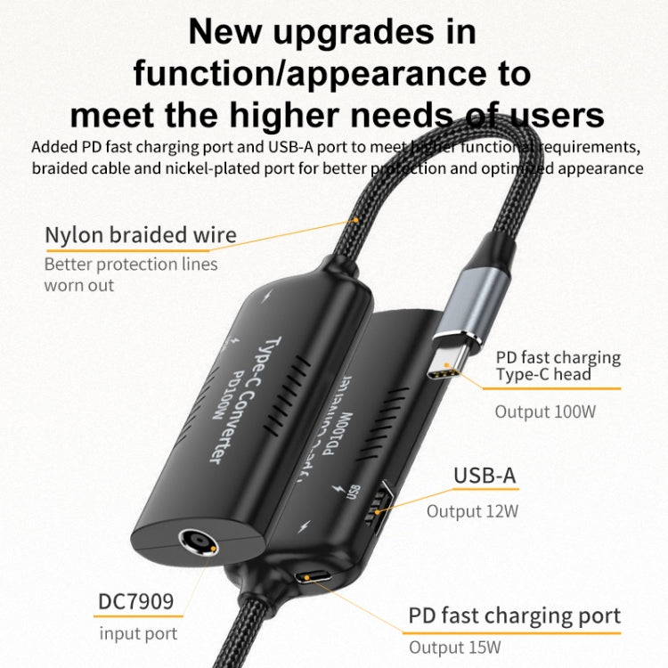 + Tipo-C + USB Hembra a Adaptador Multifunción Tipo-C, DC5521 / 5525, DC7406, DC7909, Square Port