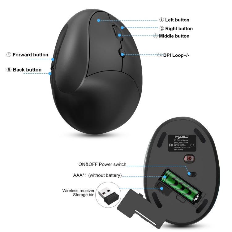 Ratón ergonómico vertical inalámbrico para juegos X10 2.4G, X10 (Black), X10 (Grey)