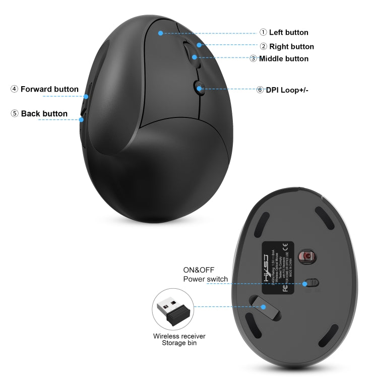 Ratón para juegos ergonómico vertical recargable inalámbrico X10 2.4G, X10 Rechargeable (Black), X10 Rechargeable (Grey)