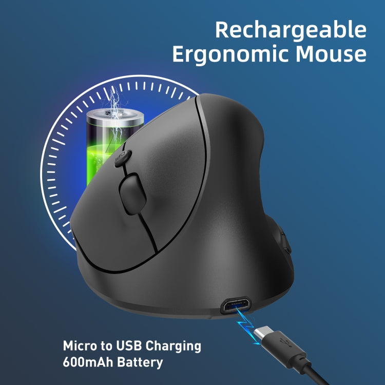 Ratón para juegos ergonómico vertical recargable inalámbrico X10 2.4G, X10 Rechargeable (Black), X10 Rechargeable (Grey)