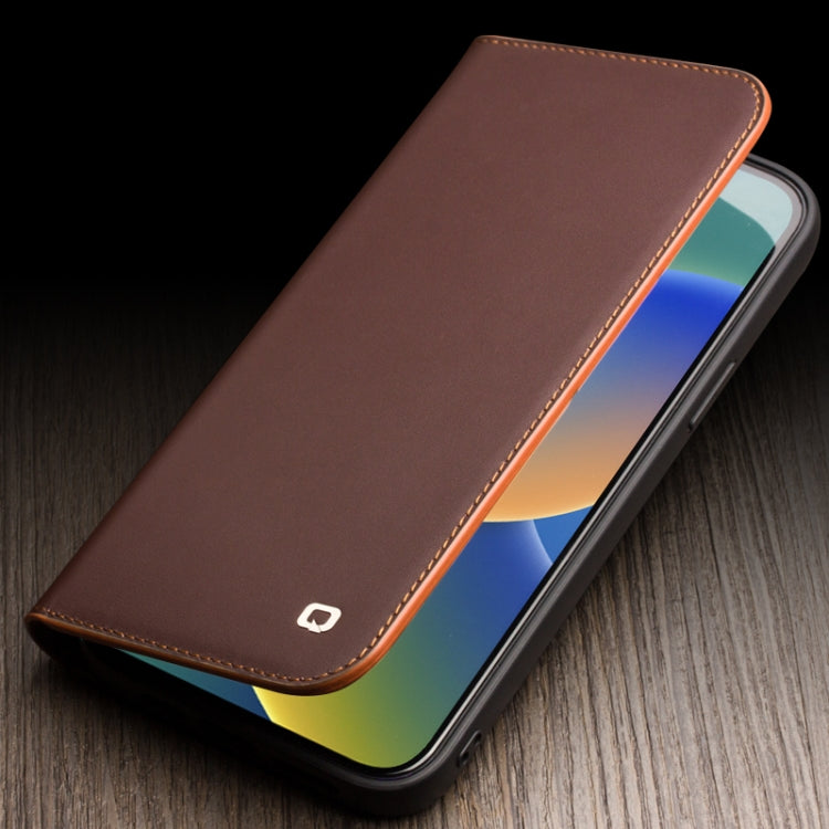 Estuche para teléfono de PU con tapa horizontal comercial QIALINO, For iPhone 14, For iPhone 14 Plus, For iPhone 14 Pro, For iPhone 14 Pro Max