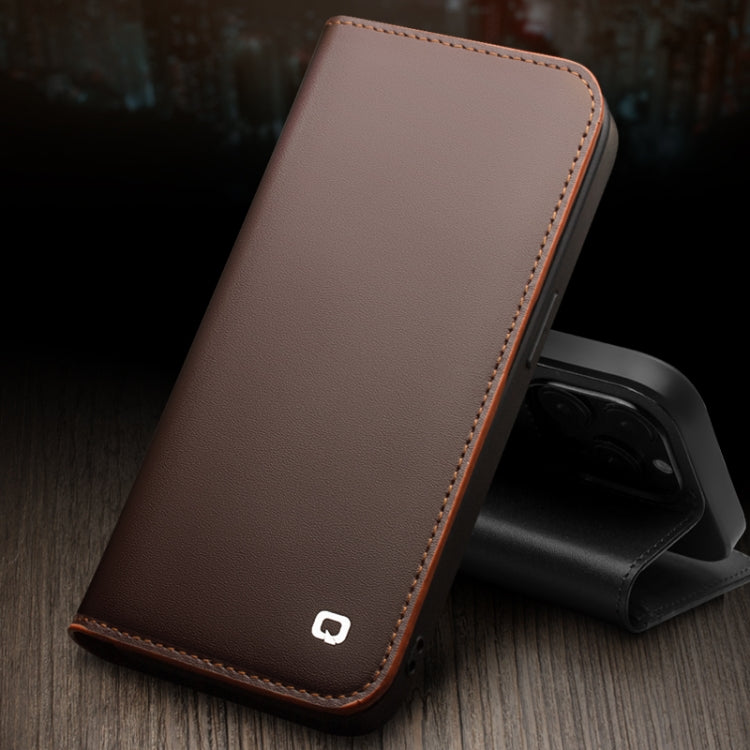 Estuche para teléfono de PU con tapa horizontal comercial QIALINO, For iPhone 14, For iPhone 14 Plus, For iPhone 14 Pro, For iPhone 14 Pro Max