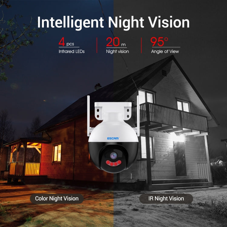 ESCAM QF300 Cámara IP WiFi inteligente de 3MP compatible con detección de humanoide AI/seguimiento automático/almacenamiento en la nube/visión nocturna de voz bidireccional, US Plug, UK Plug, AU Plug, EU Plug