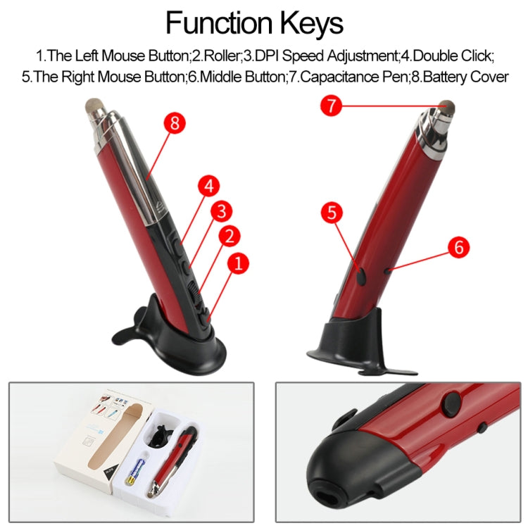 PR-08 Multifuncional Inalámbrico Bluetooth Pen Mouse Capacitivo Pen Mouse, 4-keys(White), 4-keys(Blue), 4-keys(Grey), 4-keys(Red), 4-keys(Black)