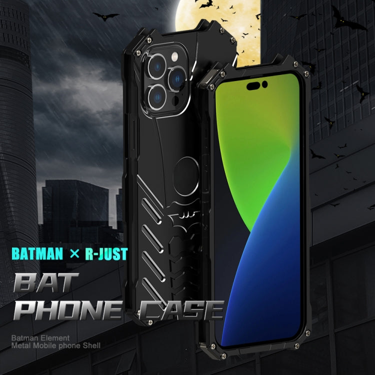 R-JUST Batman Funda protectora de metal para teléfono móvil, For iPhone 14, For iPhone 14 Plus, For iPhone 14 Pro, For iPhone 14 Pro Max