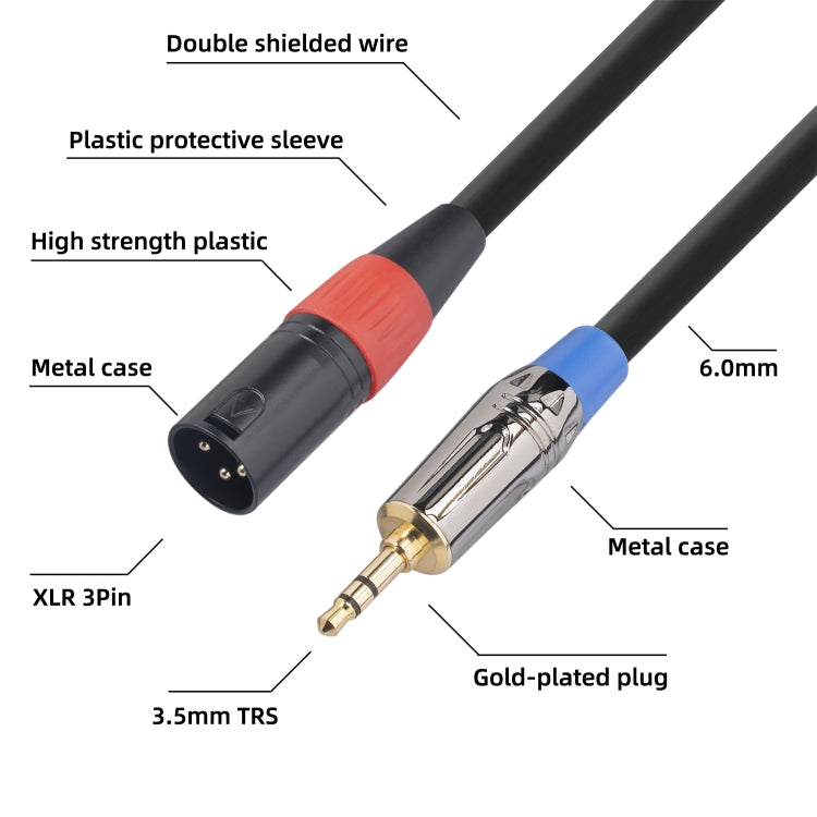 TC194BUXK108-03 Cable de audio para micrófono TRS macho a XLR macho de 3,5 mm, longitud: 30 cm, 3.5mm M to XLR M